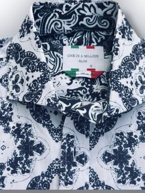 Chapter by Kohli "One in a Million" Italian Fabric Paisley Shirt Small Slim NWOT